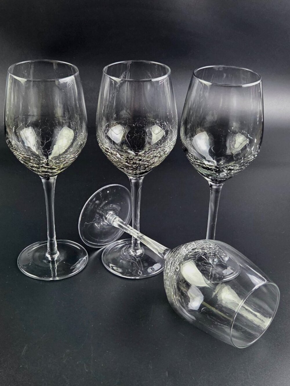 Vintage Pier 1 Smoke Crackle White Wine Glasses – Set of 4 – Discontinued